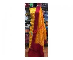 elegant handloom double ikkat suits with pure cotton top and dup